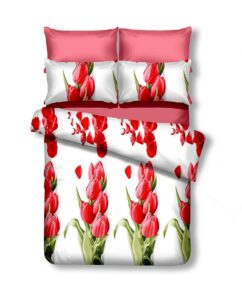 Obojstranná posteľná bielizeň z mikrovlákna DecoKing Marlien bielo-červená