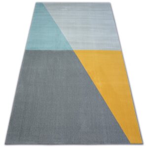 Kusový koberec SCANDI 18487/572 - trapéz šedý / zlatý / tyrkysový