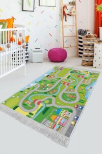 Dětský koberec Město 80×120 cm zelený