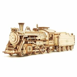 RoboTime drevené 3D puzzle Parná lokomotíva Farba prírodná