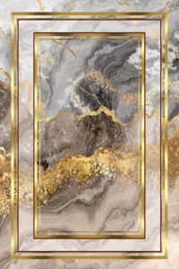 Koberec Marble Frame 80x200 cm sivý/zlatý