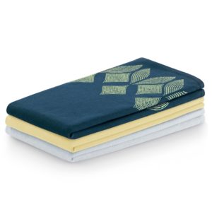 Súprava kuchynských uterákov Letty Stamp - 3 ks modrá/žltá