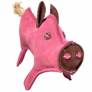 PafDog Prasiatko Pinky hračka pre psov z kože a juty