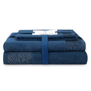 Sada 3 ks ručníků ALLIUM klasický styl námořnická modrá