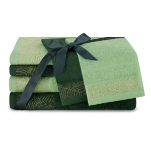 Sada 6 ks ručníků BELLIS klasický styl zelený