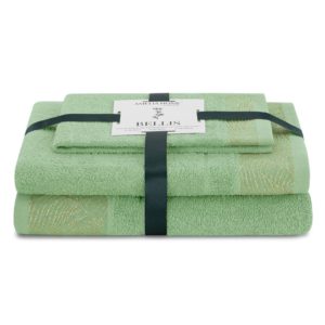 Sada 3 ks ručníků BELLIS klasický styl světle zelená