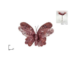 MAKRO - Motýl vianočný na štipci ružový 16cm