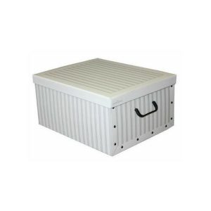 Compactor Skladacia úložná krabica – kartón box Compactor Anton 50 x 40 x 25 cm, biela / sivá