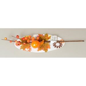 Jesenná vetvička s bobuľami, tekvicou a listami, 40 cm