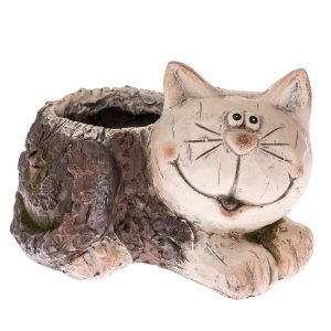 Keramický obal na kvetináč Ležiaca mačka