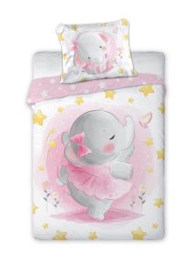Detské bavlnené posteľné obliečky Slon 001 - 100x135 cm
