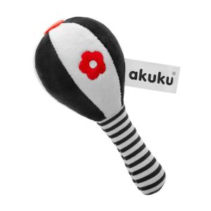 Akuku Detská senzorická hračka s hrkálkou Palička Farba biela + čierna