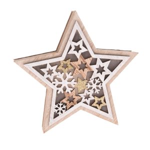 Drevená hviezda s LED svetlom Stellar