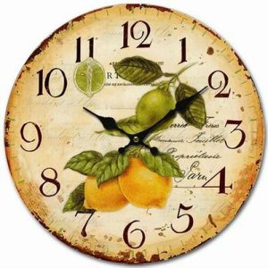 Drevené nástenné hodiny Vintage lemons