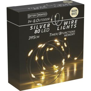 Svetelný drôt s časovačom Silver lights 80 LED