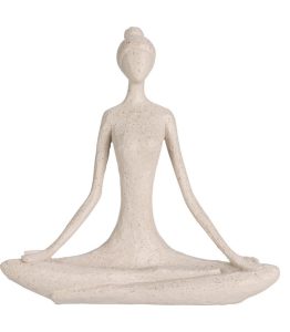 Dekorácia Yoga Lady krémová, 18,5 x 19 x 5 cm, polystone