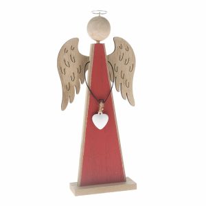 Vianočná drevená dekorácia Modern angel červená​