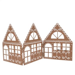 Vianočná kovová dekorácia Three houses hnedá