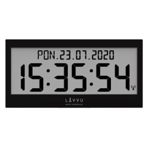 Čierne digitálne hodiny s češtinou LAVVU MODIG riadené rádiovým signálom LCX0011 Farba čierna