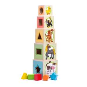 Woody veža z 5tich kociek zvieratká Farba mix farieb