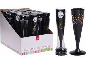 MAKRO - Pohár na šampanské 4ks plastové čierne