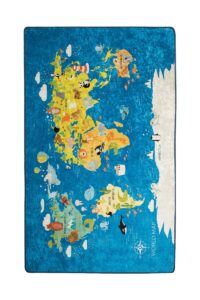 Detský koberec World Map 100×160 cm modrý