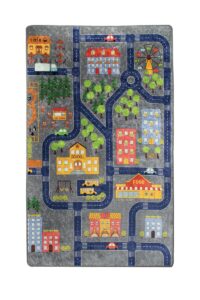 Detský koberec Malé mesto 140×190 cm sivý