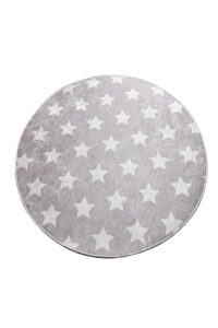 Detský okrúhly koberec Stars 140 cm šedý