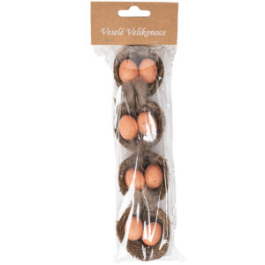 Sada veľkonočných vajíčok v hniezde, 4 ks, 5 x 5 x 2 cm
