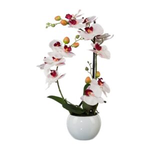 Umelá Orchidea v keramickom kvetináči biela