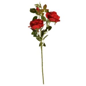 Umelý zväzok Ruža s dvoma kvetmi a púčikom