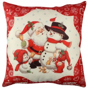 Vánoční dekorační polštář se sněhuláky VASO 43×43 cm bílý/červený