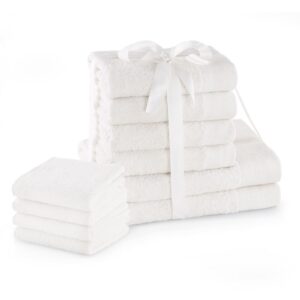 Súprava bavlnených uterákov AmeliaHome AMARI 2+4+4 ks biela